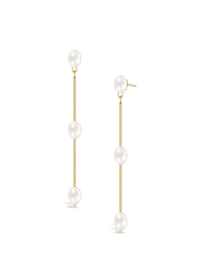 Moodear Pearl Dangle Earrings for Women - Trendy Lightweight Hypoallergenic Dainty Pearl Drop Earring - Image 1